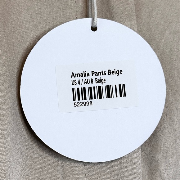 PRINCESS POLLY Amalia Wide Leg High Waisted Satin Trousers Pants in Beige Size 4 - Picture 14 of 14